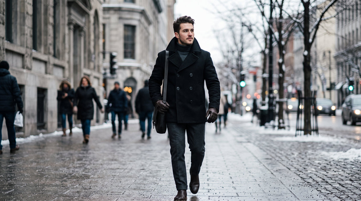 Man walking in peacoat