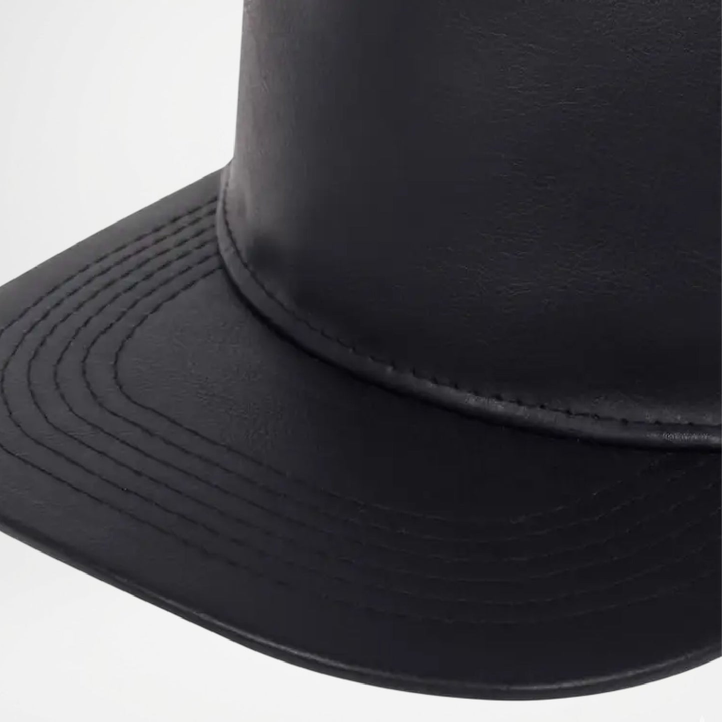 Black Leather Snapback Hat Cap for Men
