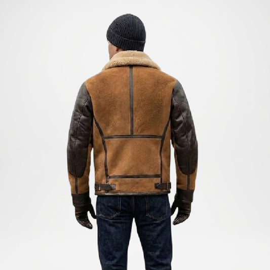Mens Brown Shearling Aviator Jacket