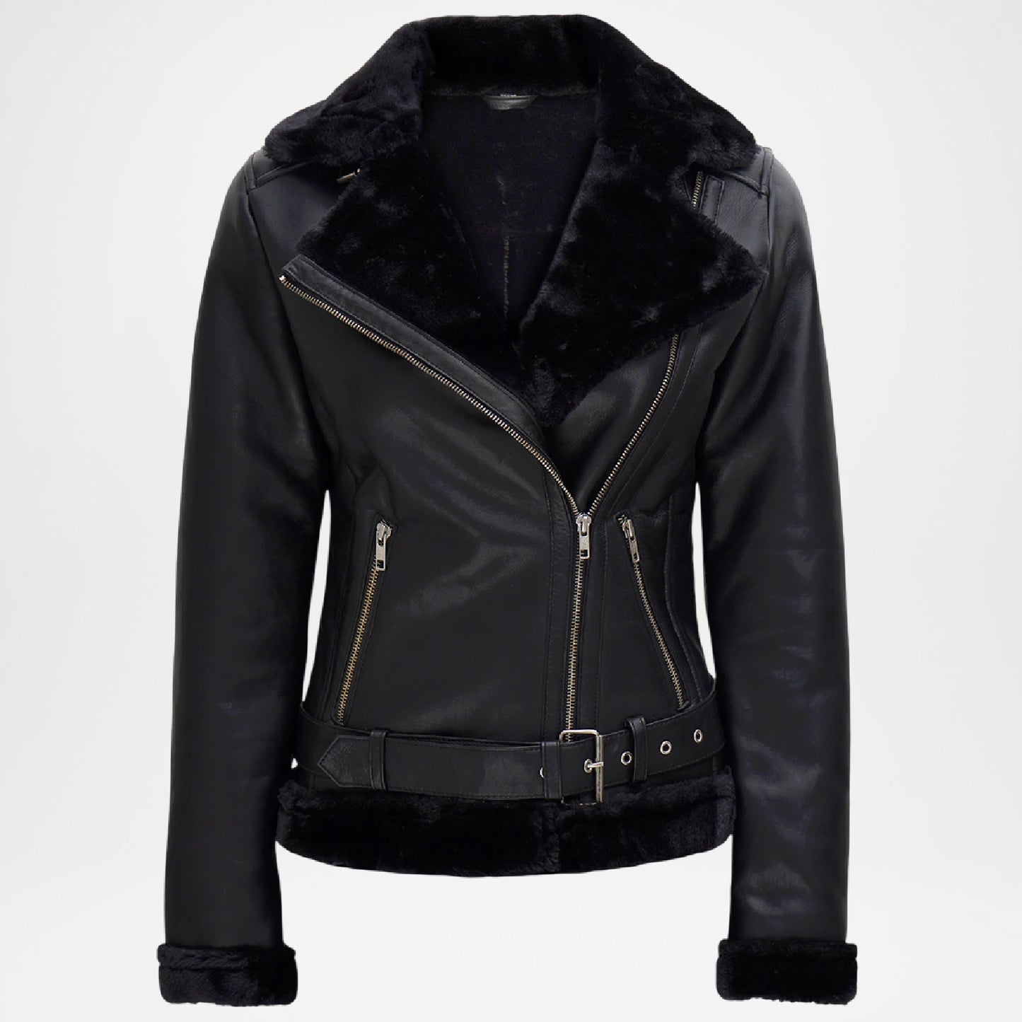 black asymmetrical zip coat