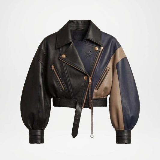 Cropped Leather Moto Jacket Women's | Chic Biker Style