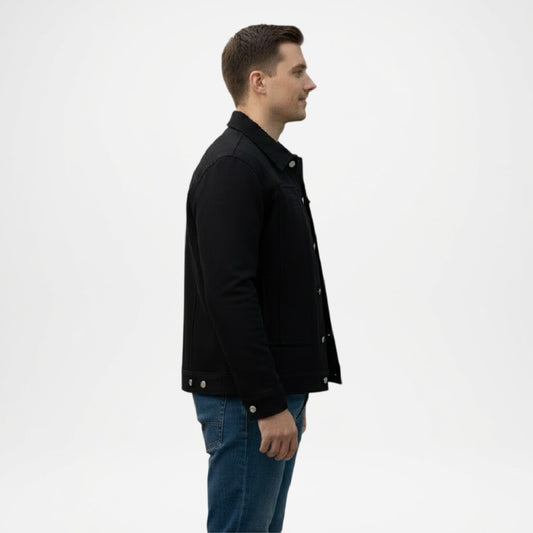 Black Utility Trucker Jacket for Men
