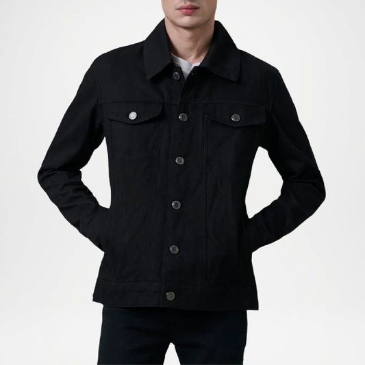 black denim trucker jacket for men