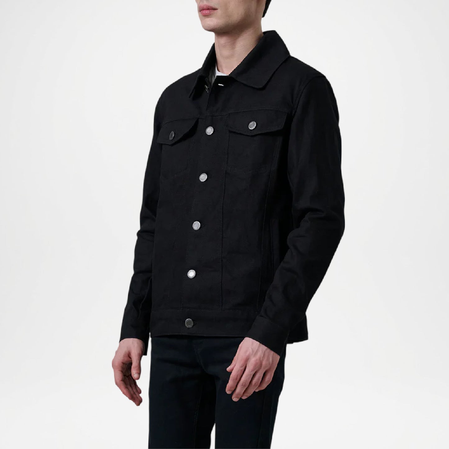 oversized black denim trucker jacket