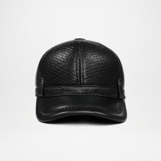 Plain Genuine Leather Army Cap for Men