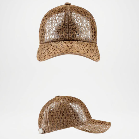 Chicago Mesh-Pattern Genuine Leather Cap for Men