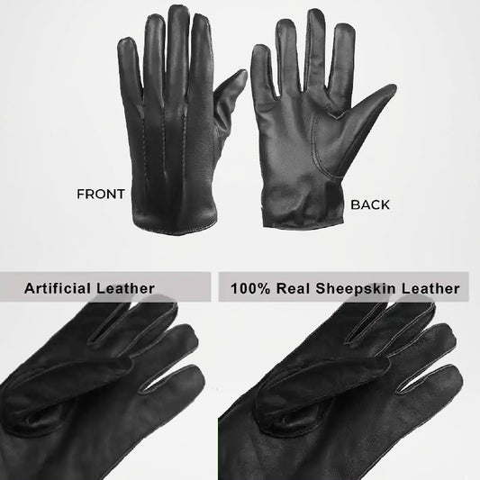 Gordon Black Lined Leather Gloves For Men