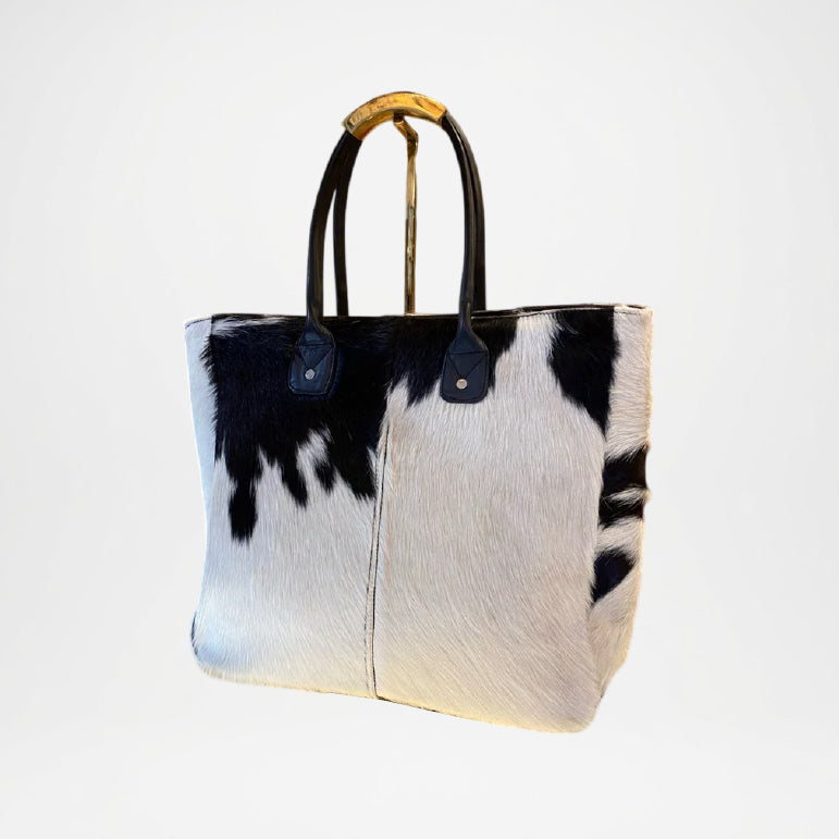 Cowhide Leather Tote Bag – Noir Handcrafted Designer Tote Bag