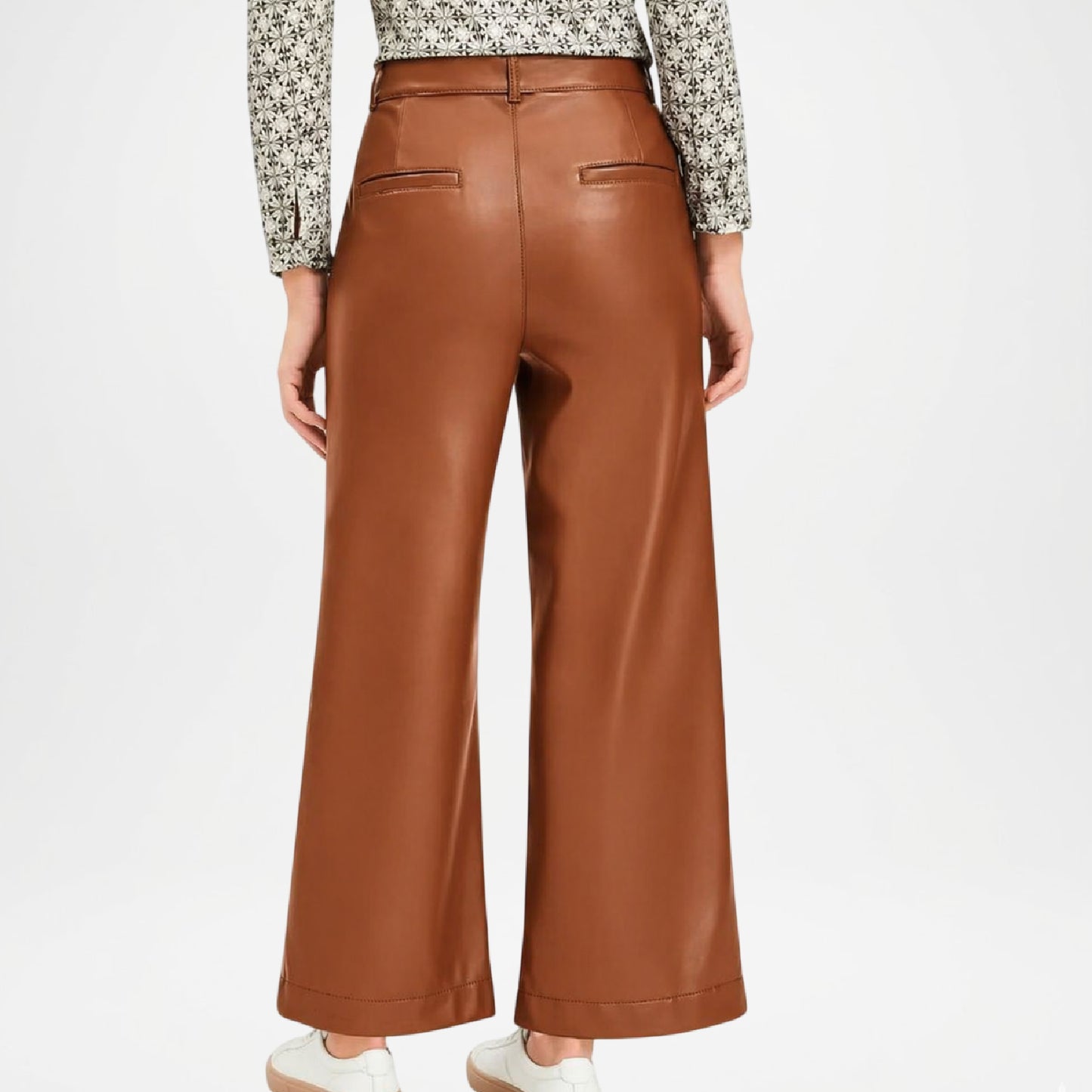 Bess Women’s Brown Leather Crop Pants – Casual Fashion Leather Pants