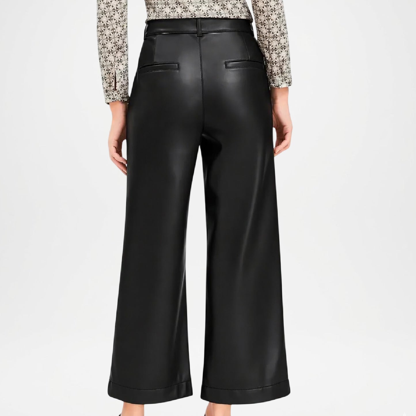 Bess Women’s Black Leather Crop Pants – Modern Slim Fit Pants