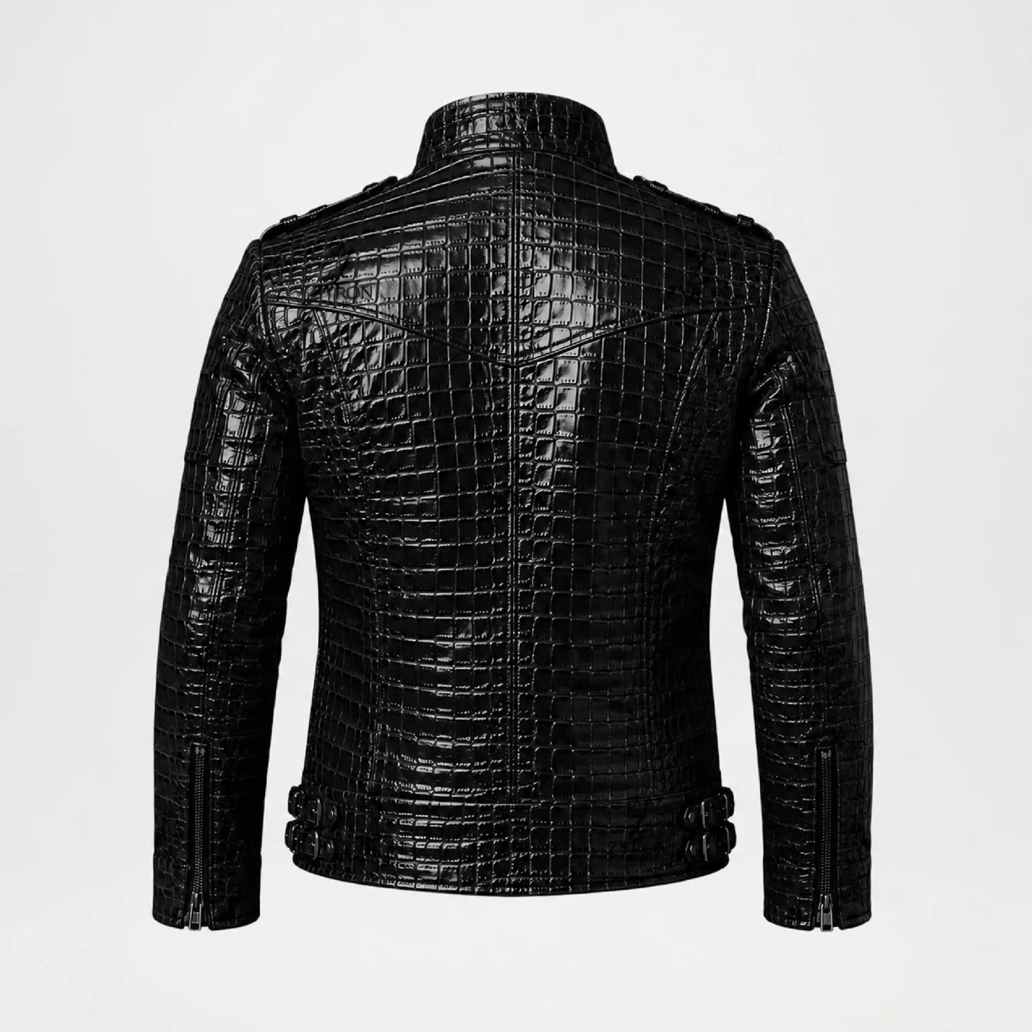 Black Crocodile Leather Jacket for Men
