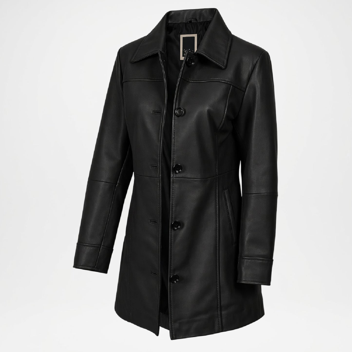 Black leather coat simple