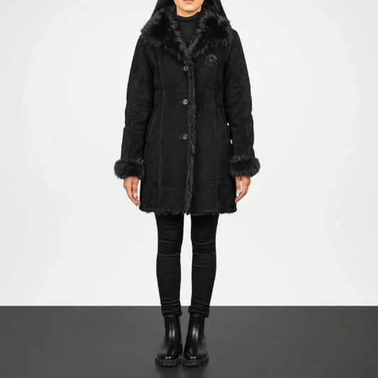 black shearling coat women long