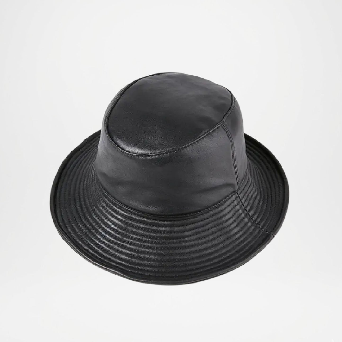 Chicago Plain Genuine Leather Bucket Hat for Men