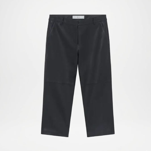 Black Leather Bermuda Pants for Women