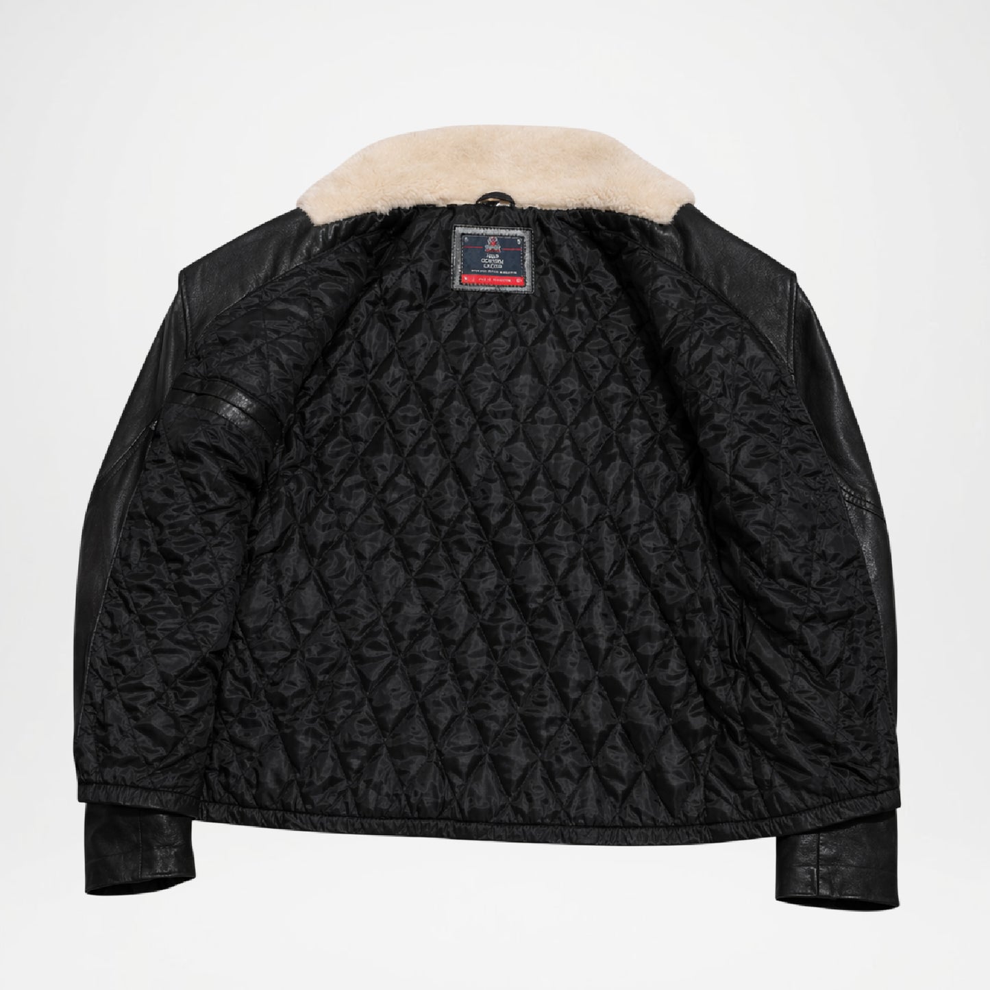 Black Leather Shearling Jacket for Women