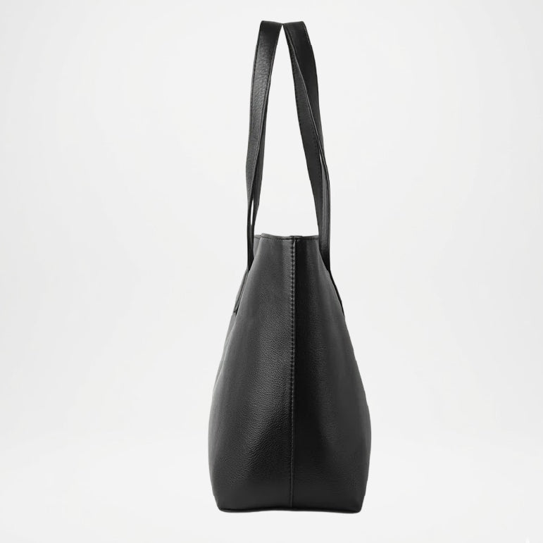 Bianca Black Leather Tote Bag Pouch