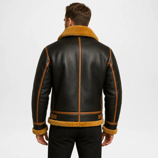 Men's Buff Leather Jacket – Brown Shearling Winter Jacket