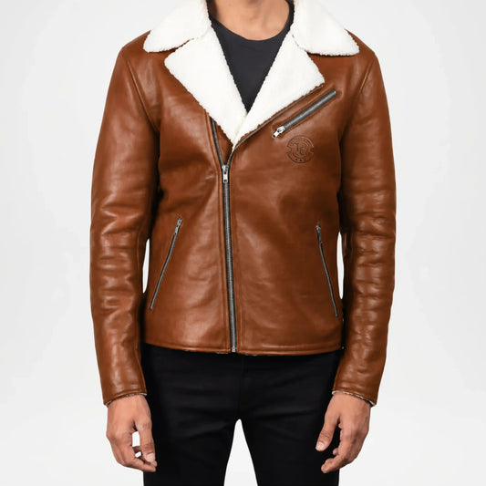 Alberto Brown Shearling Leather Jacket for Men