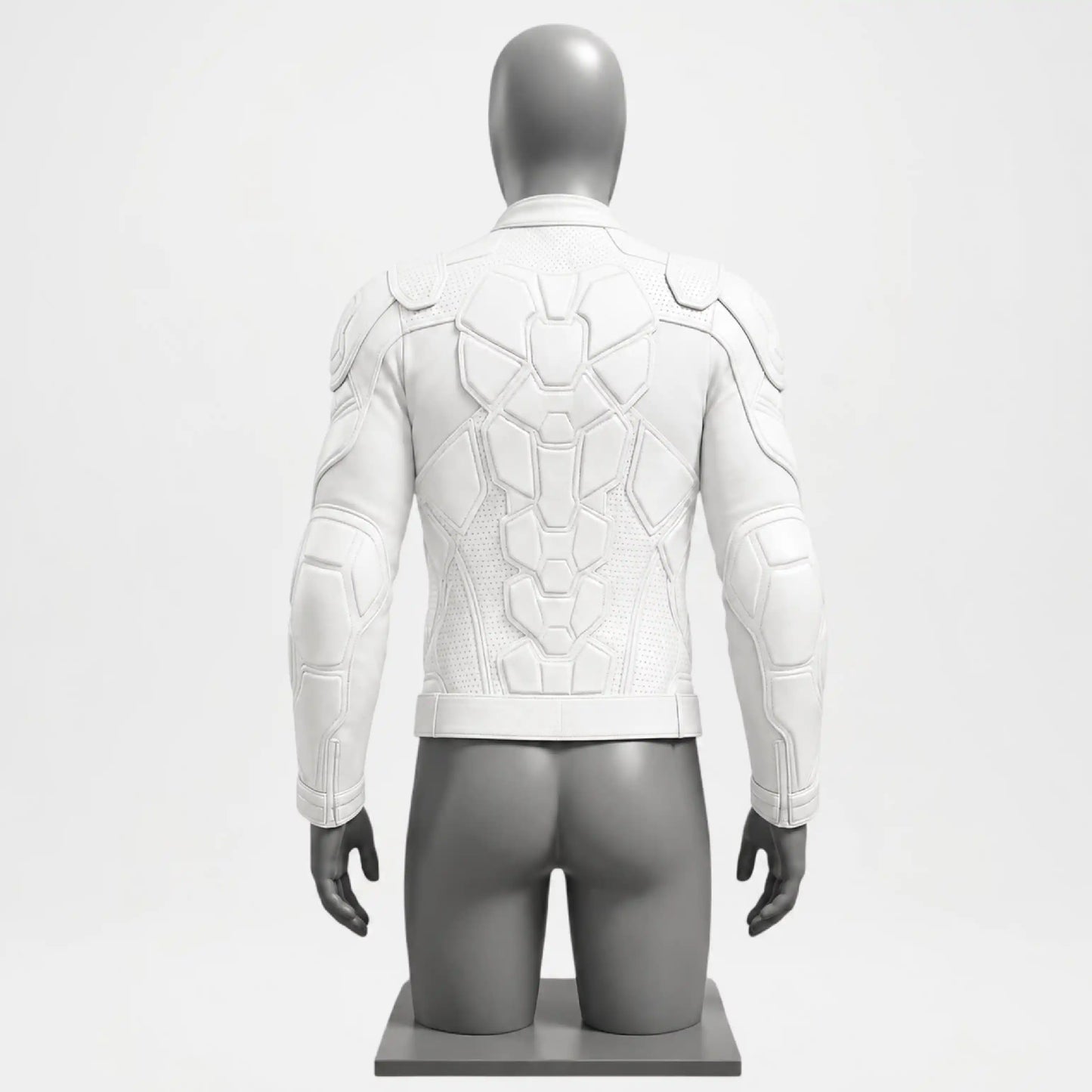 White Armor Leather Jacket for Men | Biker Slim Fit Coat