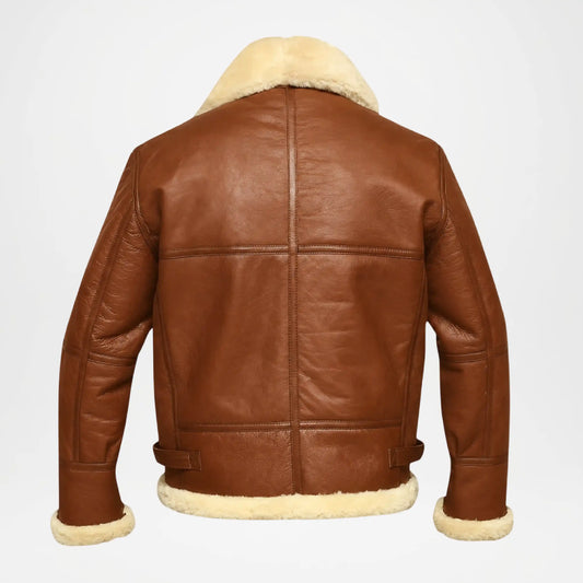 B-3 Men’s Brown Shearling Leather Fur Bomber Jacket