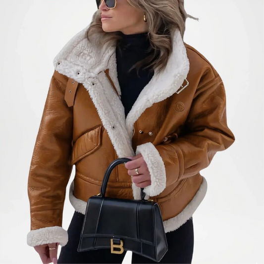 Women’s A-2 Shearling Brown Leather Bomber Jacket