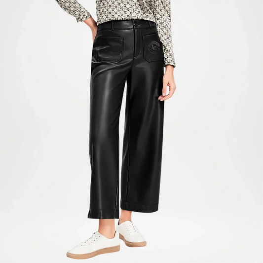 women's skinny fit black leather pants