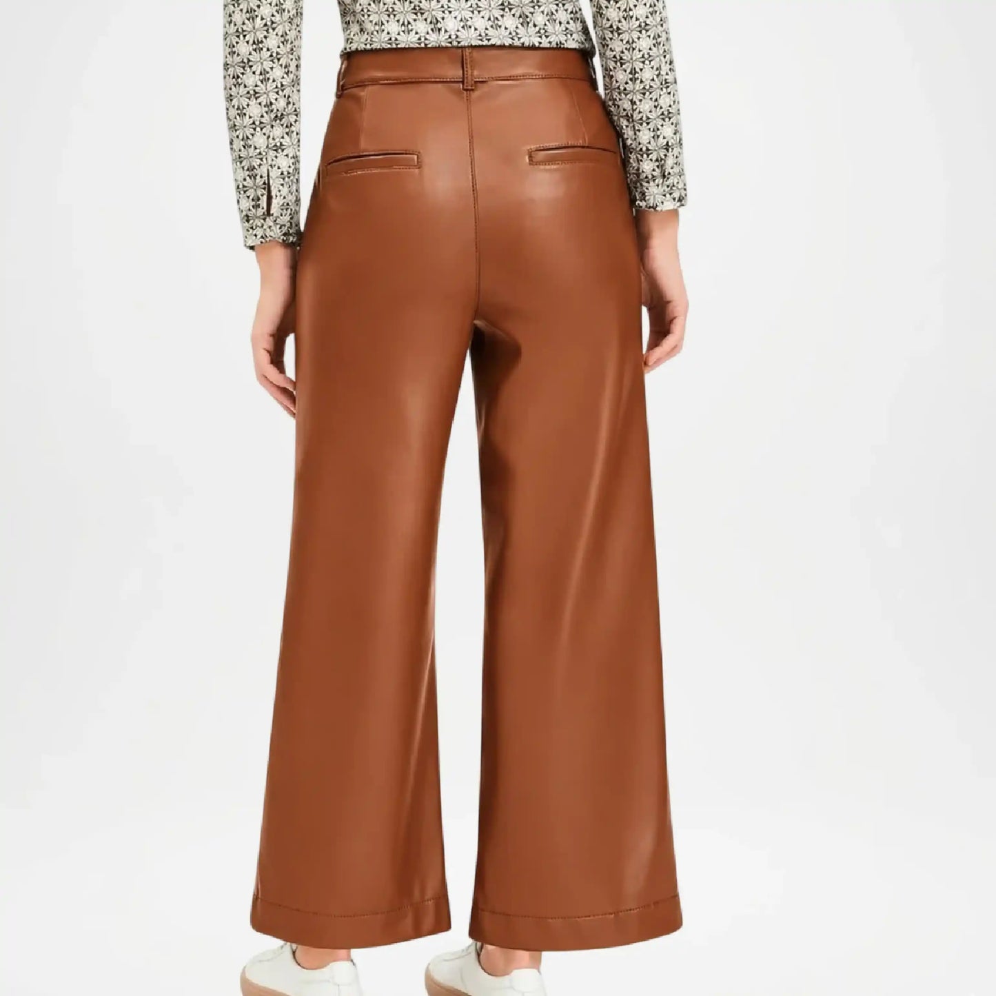 women's brown cropped pants slim
