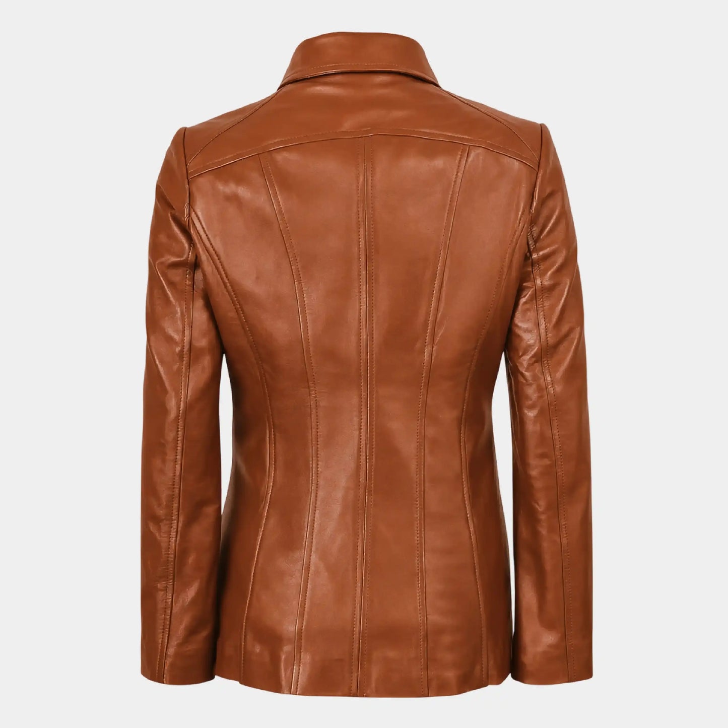Brown Leather Car Jacket for Women