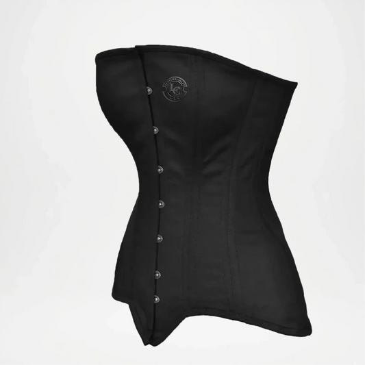 Black Leather Overbust Corset for Women