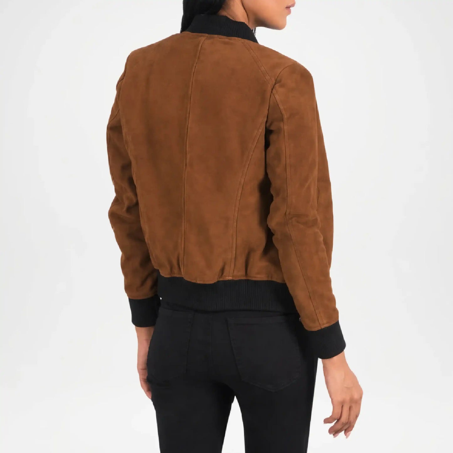 Brown Suede Bomber Jacket for Women