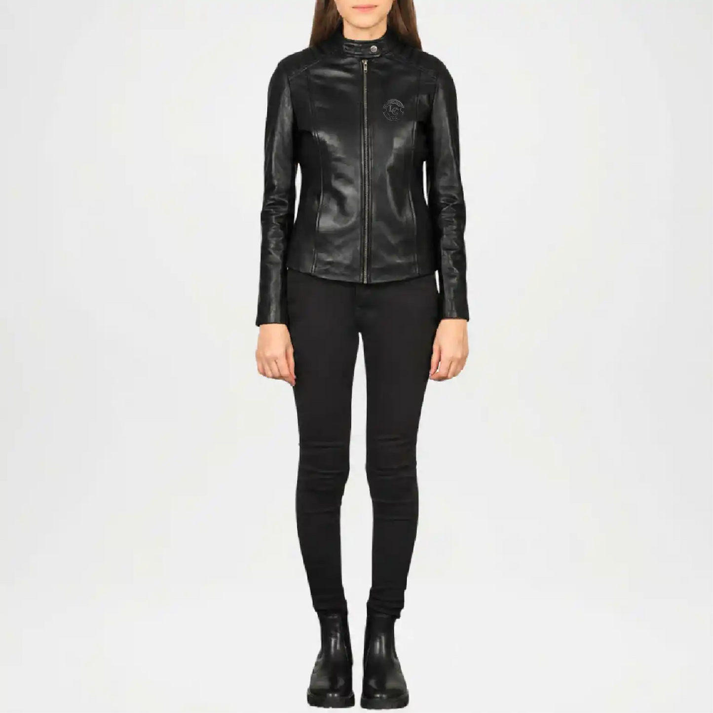 Black Leather Biker Jacket for Women