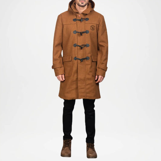brown hooded coat men