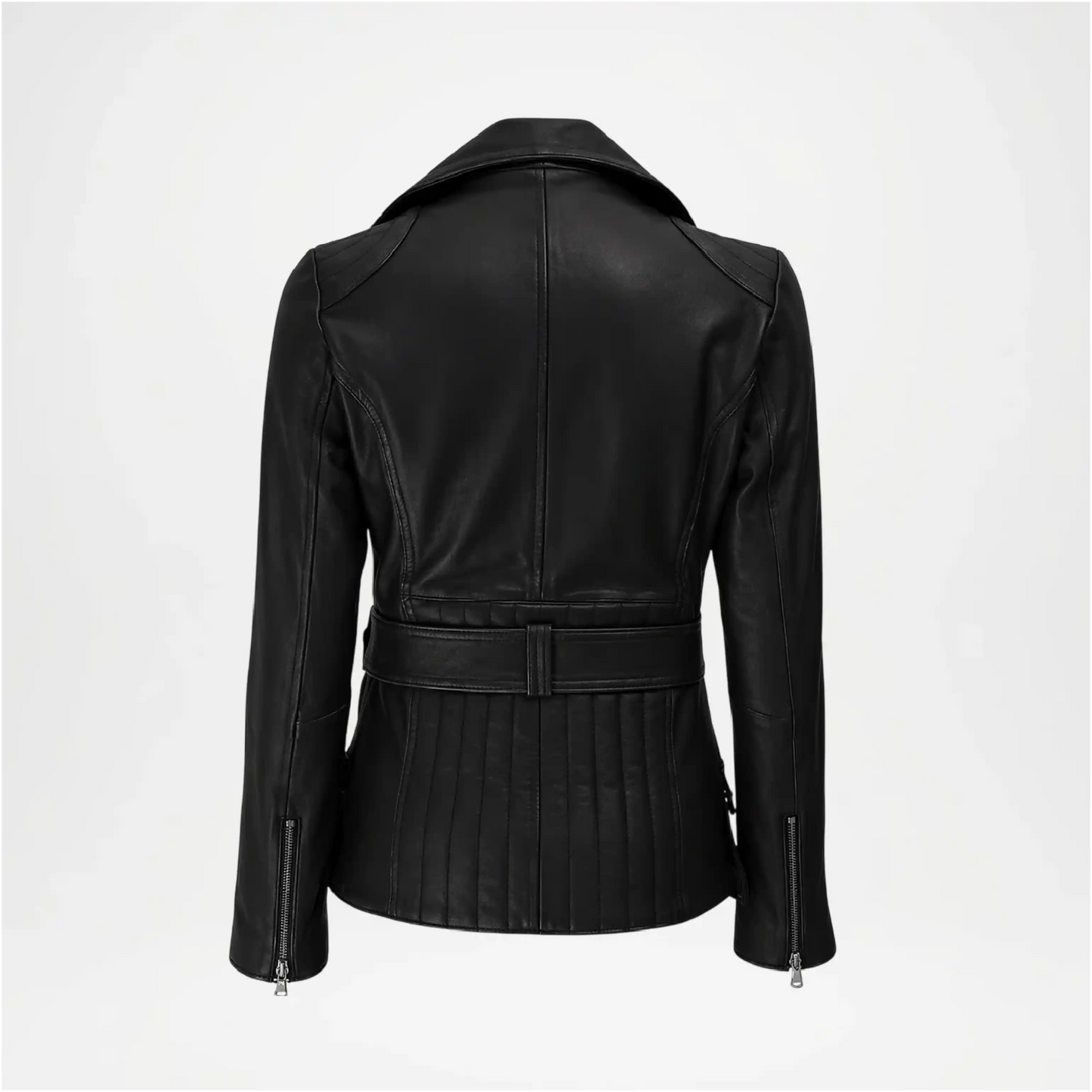 women's black leather moto jacket