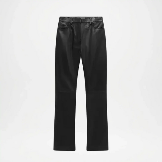 black leather flare pants