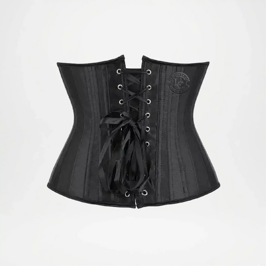 Black Satin Underbust Corset for Women