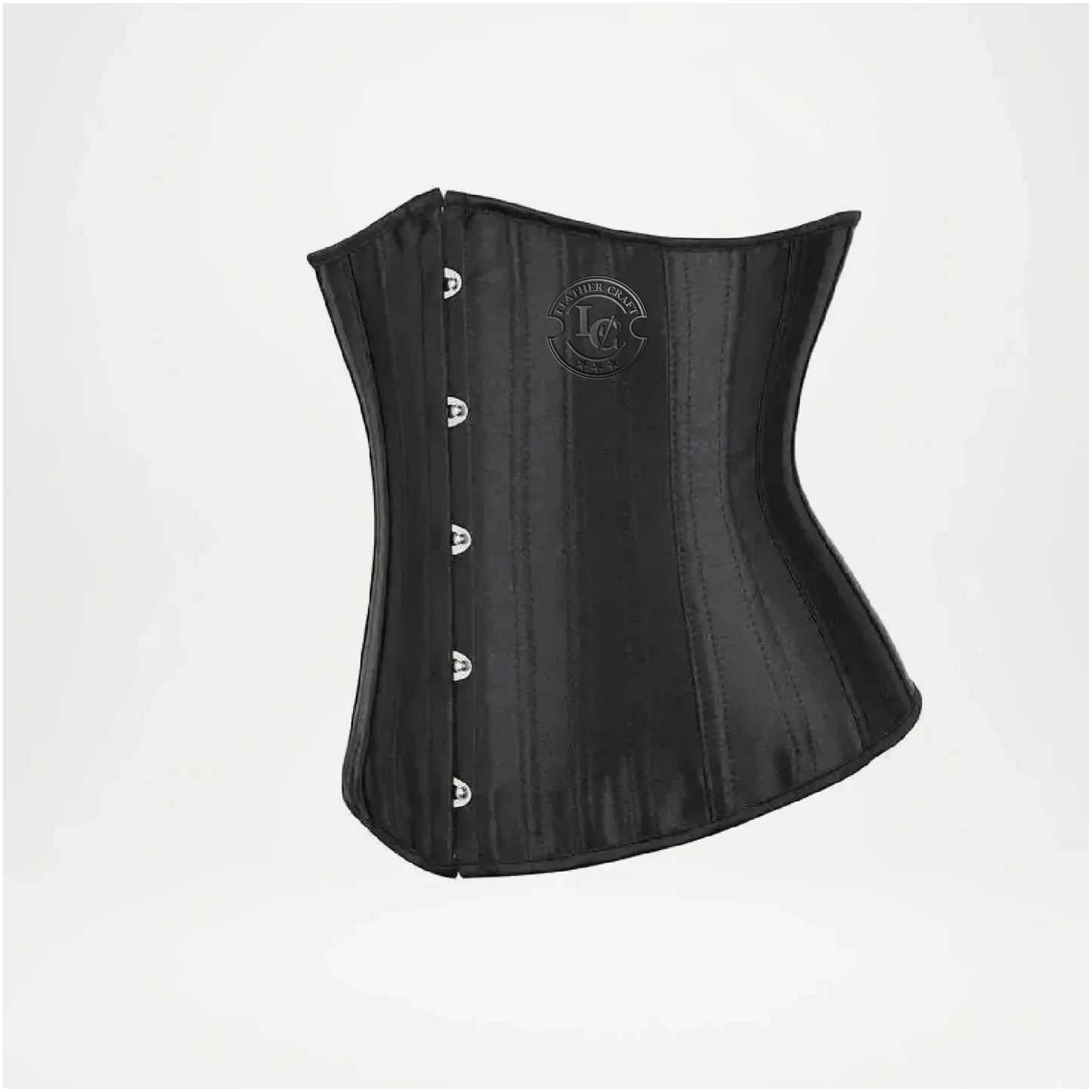 Black corset on a light gray background