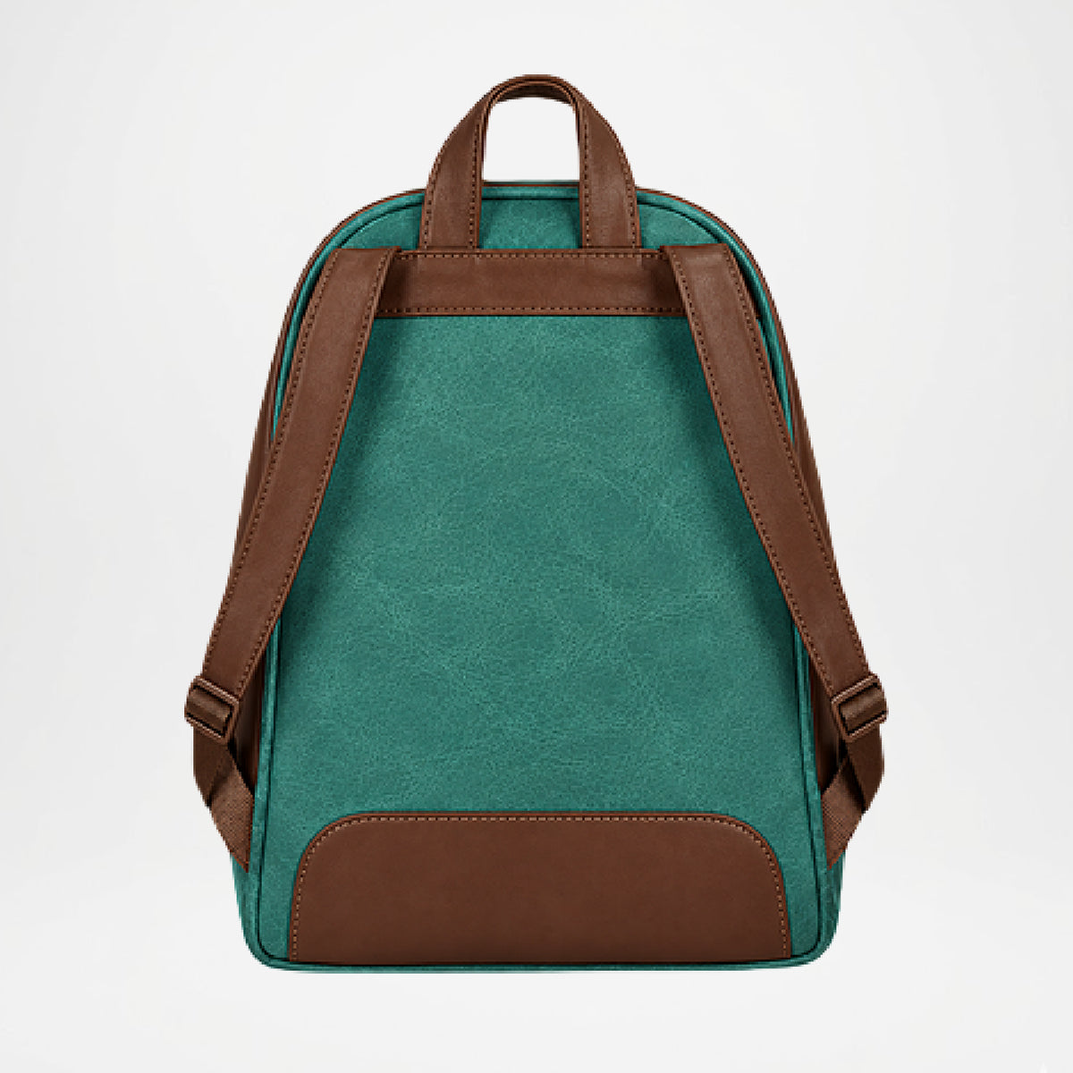 Brown and Teal Backpack back view