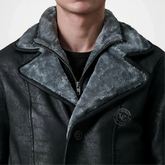 distressed shearling coat