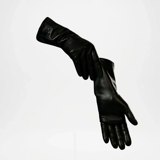 pair Camilla Black Long Leather Gloves