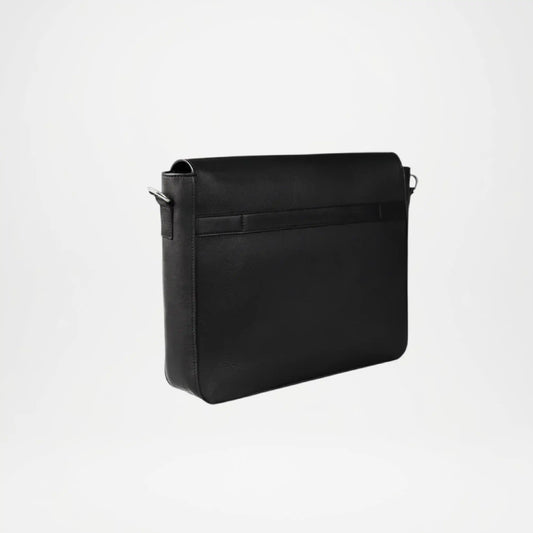 black leather laptop messenger bag for men