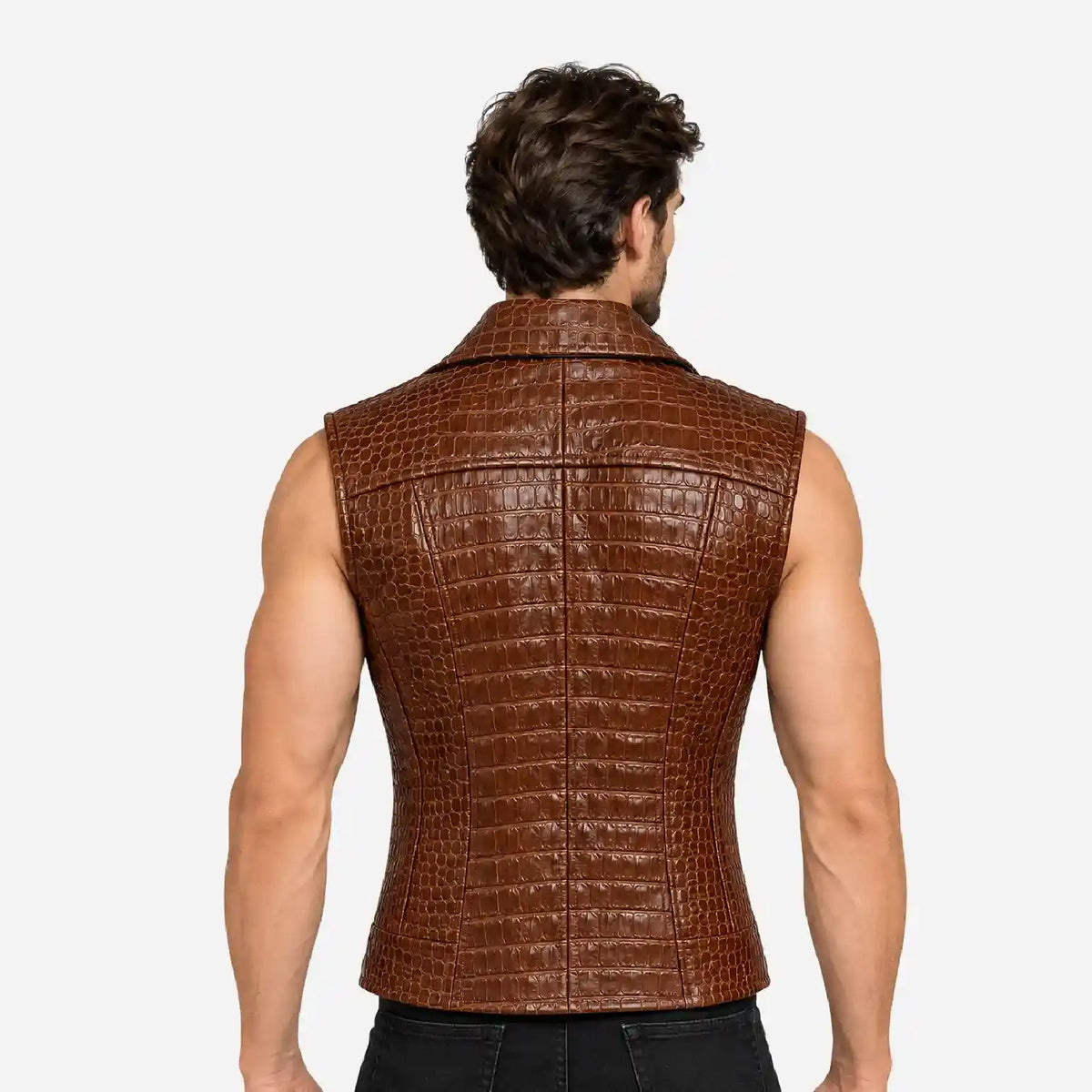 Back view of Crocodile Leather Vest