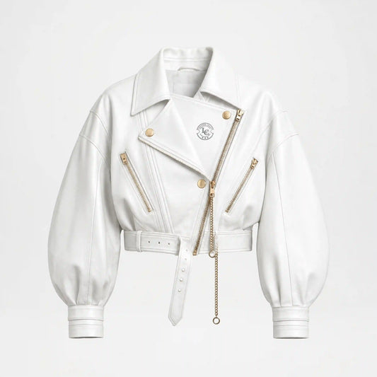 White Leather Biker Jacket