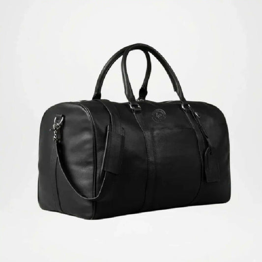 Darrio Black Leather Duffle Bag for Men