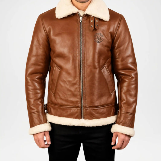 Francis Brown Shearling Bomber Jacket for Men