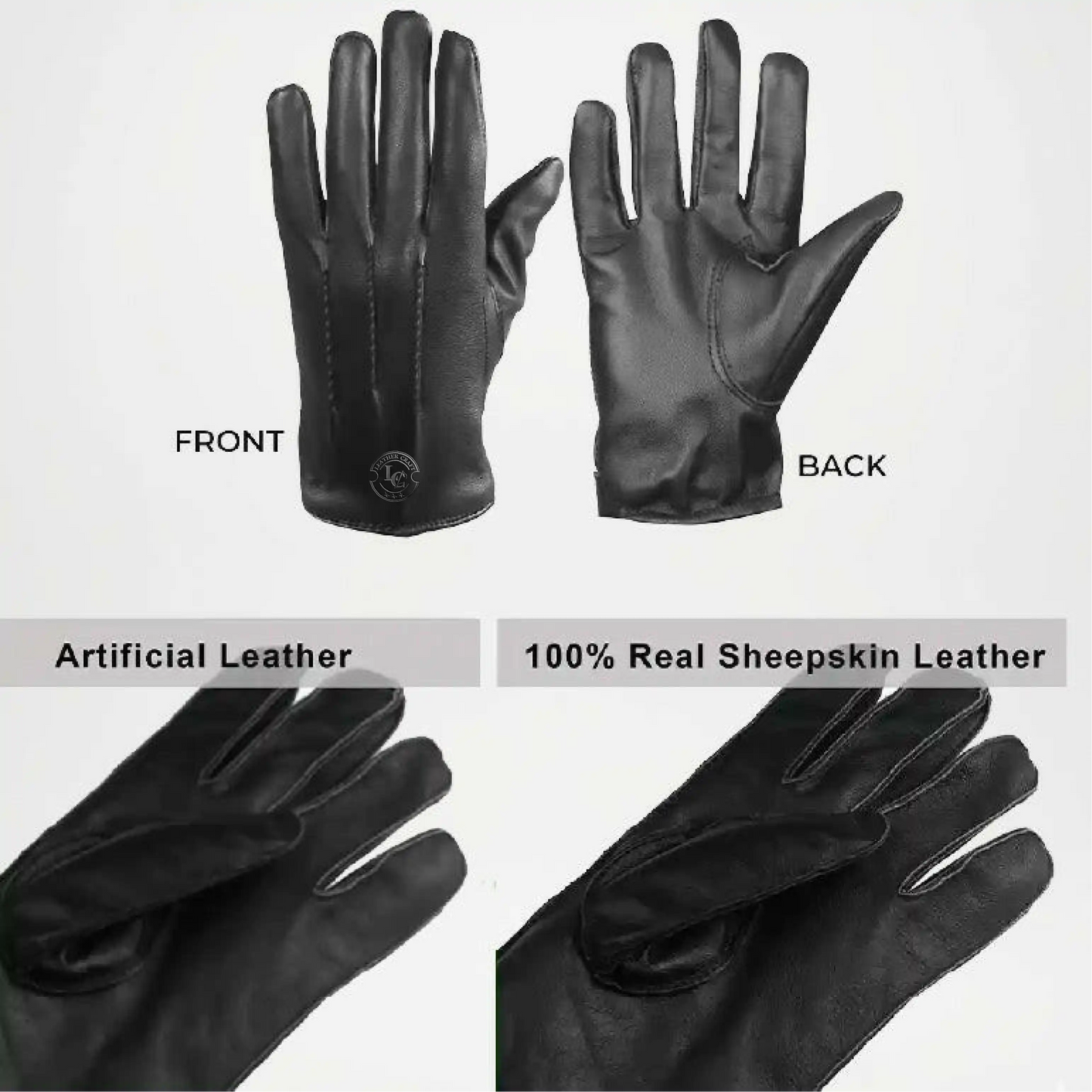 Gordon Black Lined Leather Gloves For Men