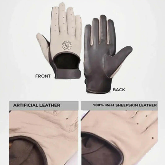 Harrison Two-Tone Beige and Brown Leather Gloves For Men