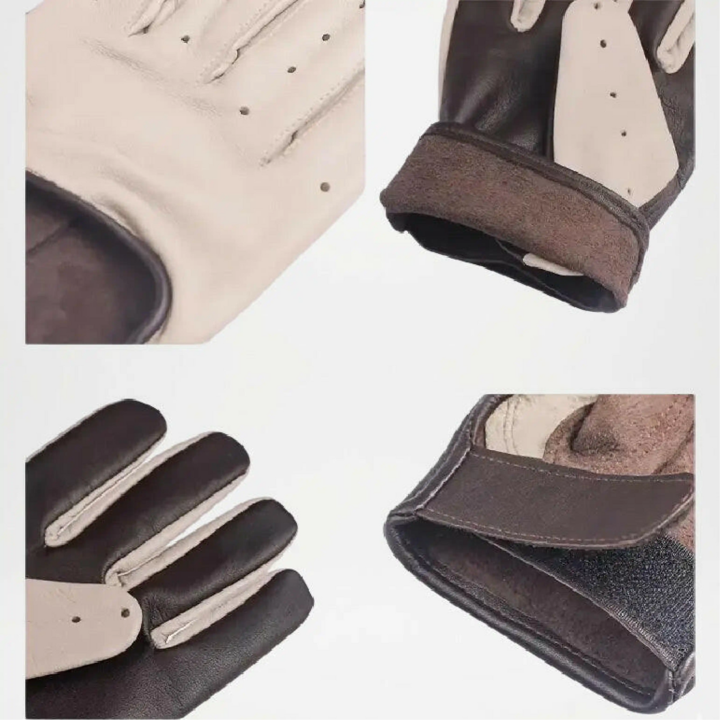 Harrison Two-Tone Beige and Brown Leather Gloves For Men