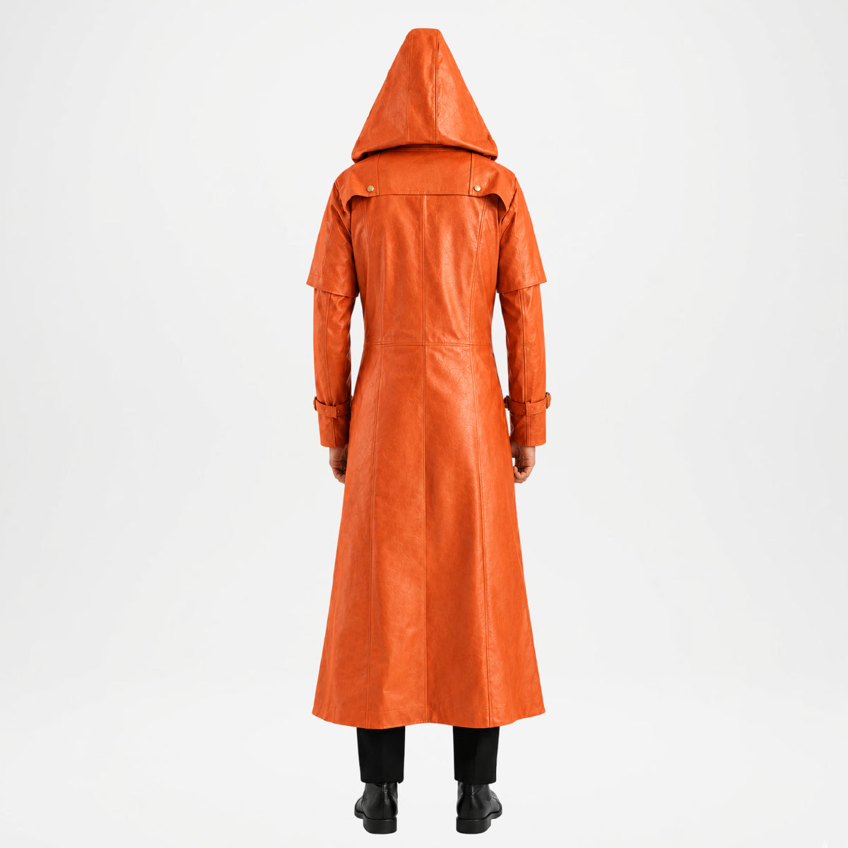 Huntsman Men’s Rust Hooded Leather Trench Coat