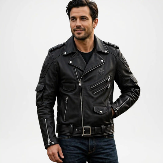 black classic moto jacket men